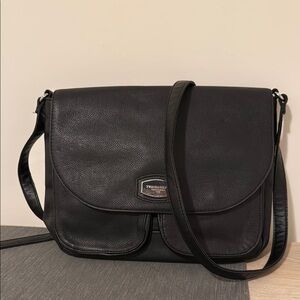 Tignanello Black Leather Crossbody Bag with Adjustable Strap